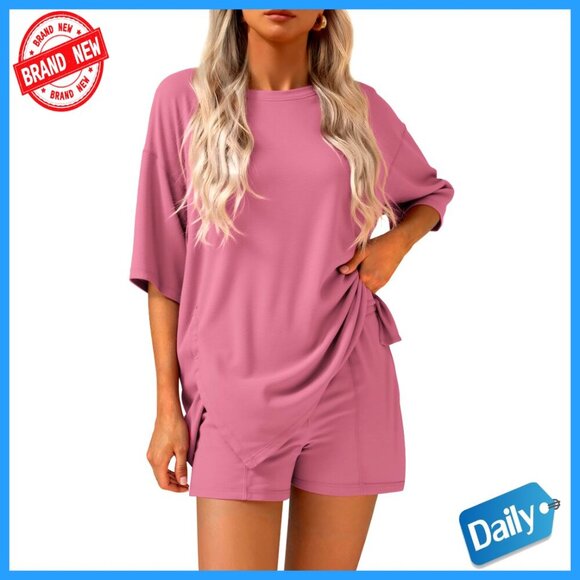 Other - Oversized Short Sleeve Tee & Wide Leg Shorts Lounge Set, 2 Piece Matching